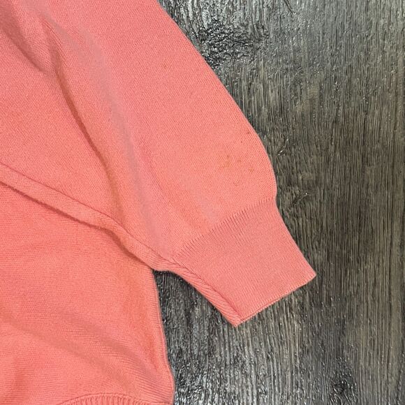 Vintage 80s Christian Dior Monsieur Cotton Coral Pink V-Neck Sweater USA Large - Picture 4 of 10